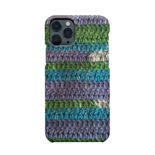 ウール毛糸 手編み柄 カラフル ブルー系 Smartphone Case