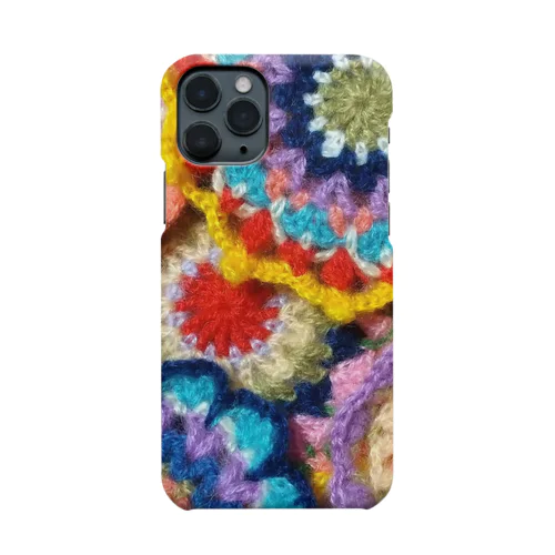 モヘア毛糸 サイケデリック手編み花柄 カラフル Smartphone Case