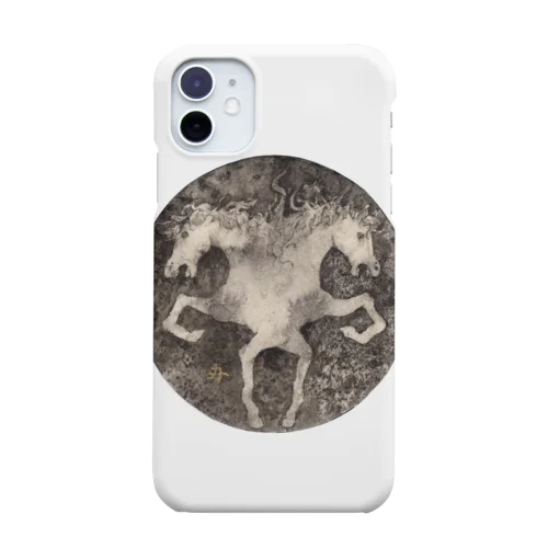 双頭馬　白　Double headed white horse  Smartphone Case