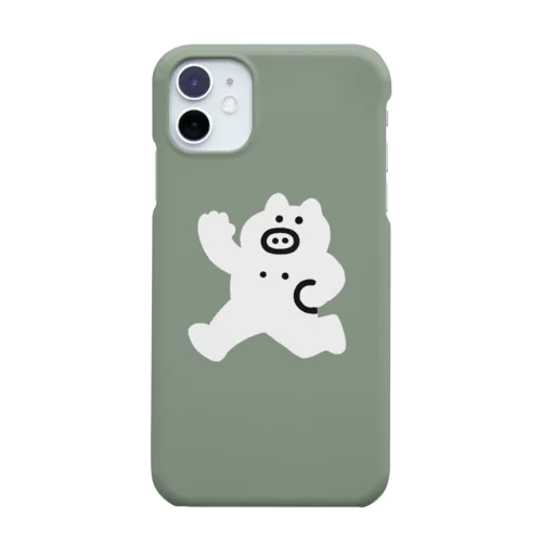 ぶた 「よっ！」 モスグリーン Smartphone Case