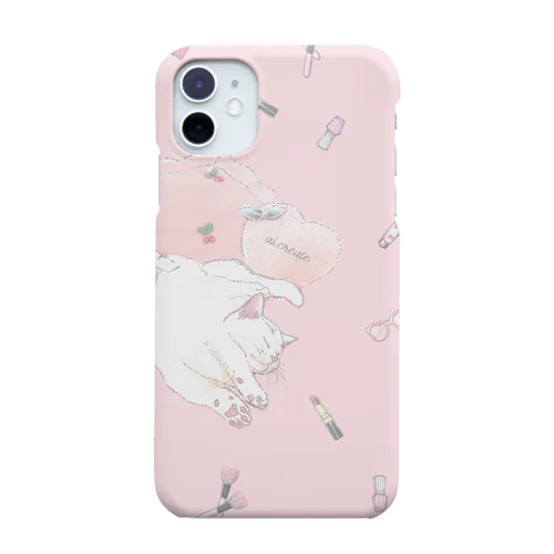 おねむｚｚｚ白猫ちゃん♡ピンク Smartphone Case