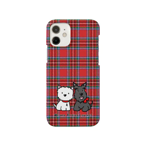 しろいぬルッチー&くろいぬリア【タータン】レッド Smartphone Case