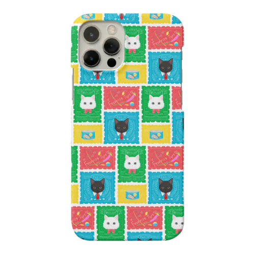 White cat & Black cat Stamp pattern Smartphone Case