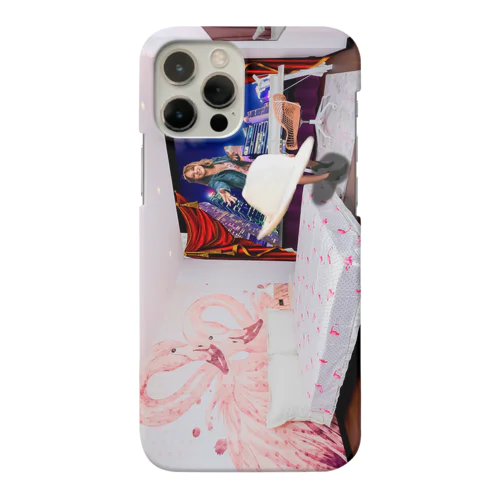 女性、ベッド、宇宙、夜景、ピンク、カーテン、部屋、ホテル、白、帽子、スチームパンク Smartphone Case