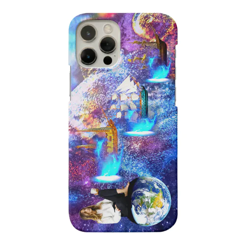 宇宙、星、地球、女性、船、帆船、ワープ、異次元、異空間 Smartphone Case