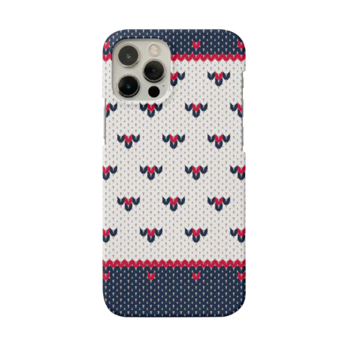 DZ101 小さなハート編み物風*紺と赤 iPhone Smartphone Case