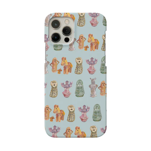 埴輪と土偶と銅鐸たくさん(銅鐸ブルー) Smartphone Case