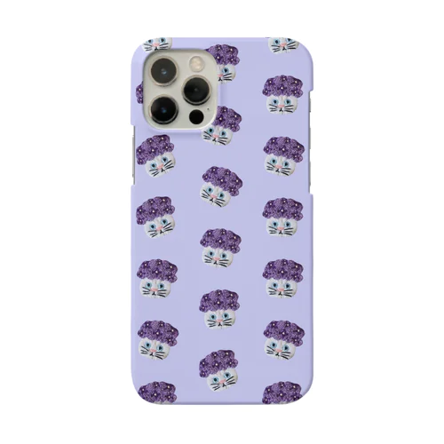 かぶる猫[紫陽花(紫)ver.](白猫) Smartphone Case