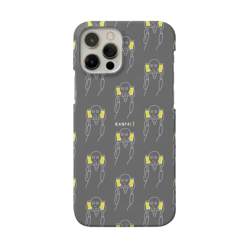 名画 × BEER（ムンクの叫び）白線画-グレーpattern Smartphone Case