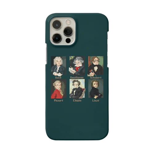 ドット 音楽室の肖像画 スマホケース (濃いグリーン) Smartphone Case