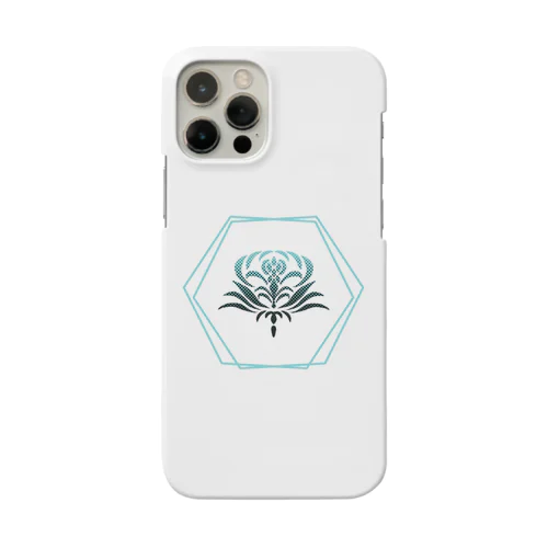 Flower ×Hexagon (blue) スマホケース