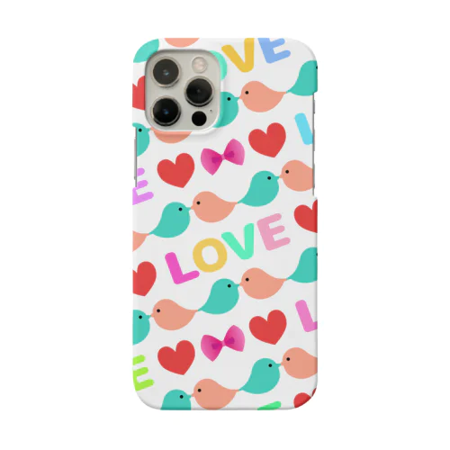 キュートなラブバード　LOVEハート　スマホケース白 Smartphone Case