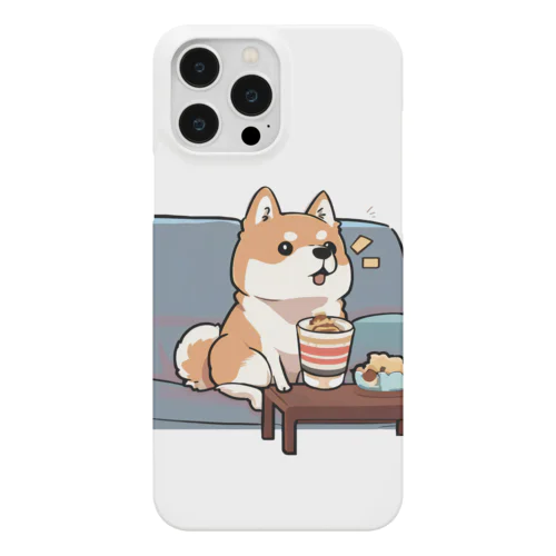 ソファーでテレビを見ている柴犬 Smartphone Case