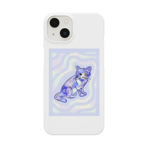 ハチワレ猫　(水彩画:ブルー) Smartphone Case