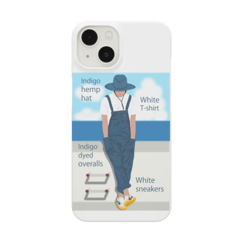 海とインディゴオーバーオールの青年 Smartphone Case