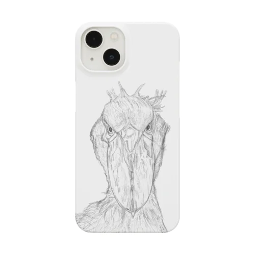 [森図鑑] ハシビロコウの顔 鉛筆画 Smartphone Case