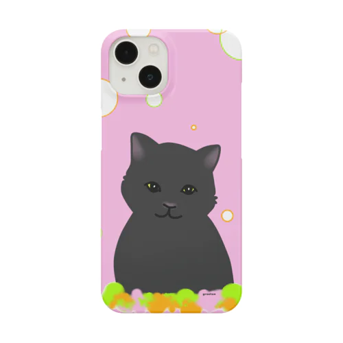 癒やし猫　黒猫 ピンク Smartphone Case