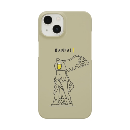 彫刻 × BEER（サモトラケのニケ）黒線画-サンドベージュ Smartphone Case