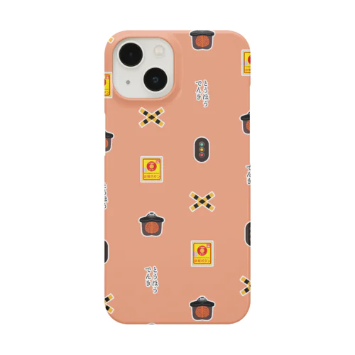 踏切・鉄道イラストモノグラム(レッド) Smartphone Case