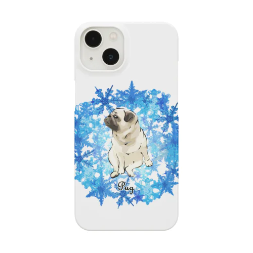 冬のリース　雪の結晶　パグ　フォーン Smartphone Case