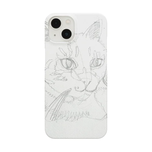 2匹の可愛い猫の手描きイラスト、鉛筆画、線画。 Smartphone Case