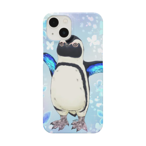 ケープペンギン「ちょうちょ追っかけてたの」(Blue) Smartphone Case