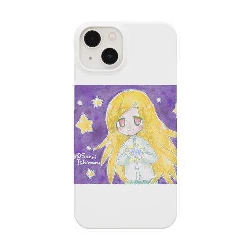 水色の星と少女 スマホケース