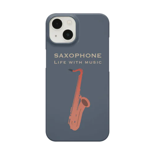 サックス（ネイビー）　楽器スマホケース Smartphone Case
