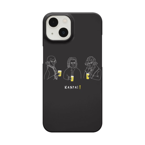 偉人 × BEER（三人の音楽家）白線画-ブラック Smartphone Case
