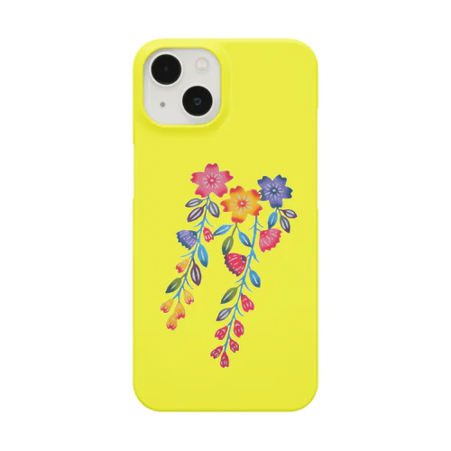 紅型柄枝垂れ桜・イエロー Smartphone Case