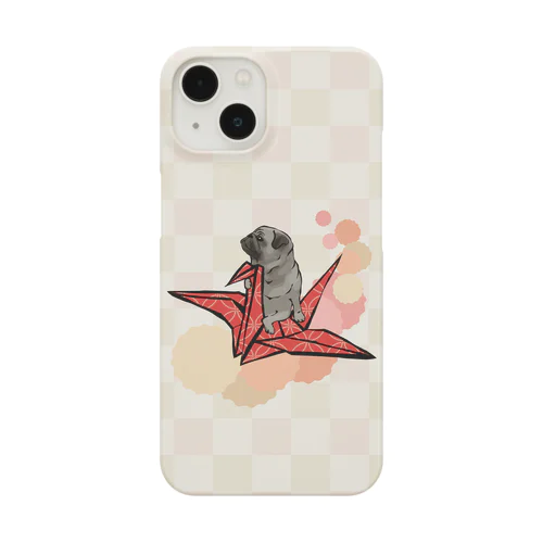 折り鶴　パグ　赤 Smartphone Case