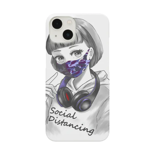 迷彩マスク  パープル　文字黒 Smartphone Case