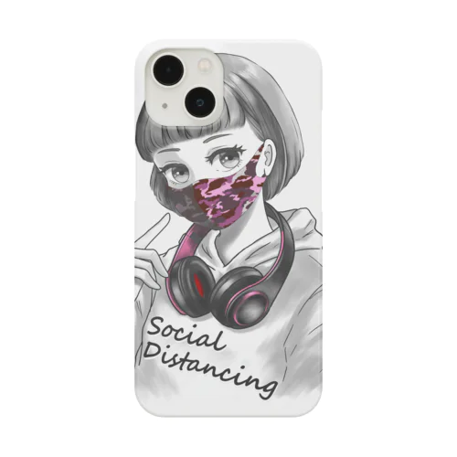 迷彩マスク  ピンク　文字黒 Smartphone Case