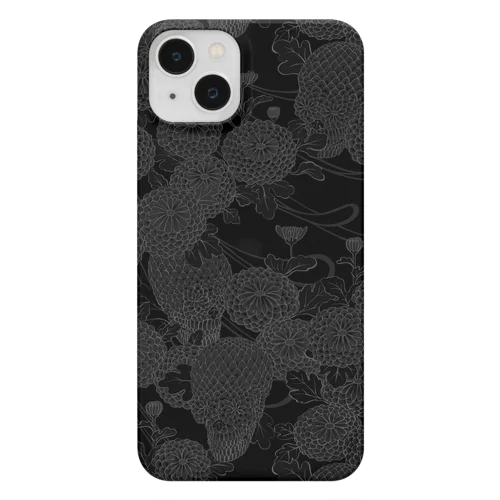 菊華髑髏図／黒 Smartphone Case