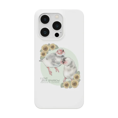 【No.1】I LOVE JAVA SPARROW（ごま塩柄） Smartphone Case