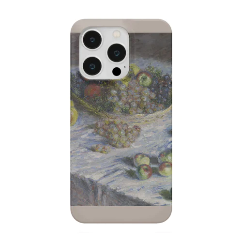 004-034　クロード・モネ　『リンゴと葡萄』　スマホケース　表側面印刷　iPhone 14/14Pro/13/13Pro/12/12Pro専用デザイン　SC4-1 Smartphone Case