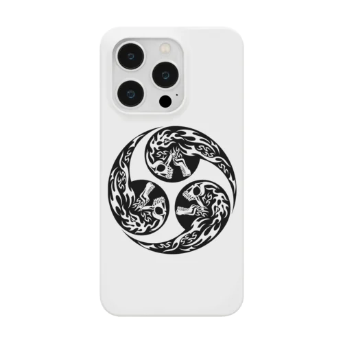 合わせ髑髏右三つ巴 黒（オリジナル家紋シリーズ） Smartphone Case