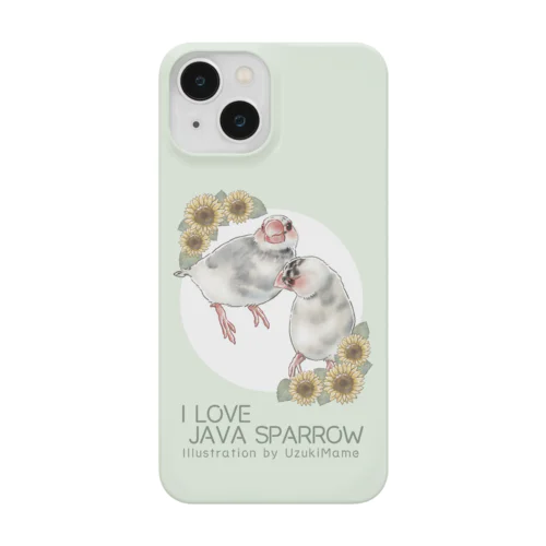 【No.1】I LOVE JAVA SPARROW（ごま塩柄） スマホケース