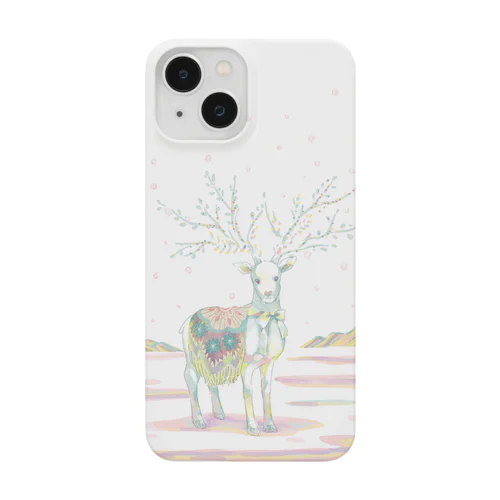 シカと雪山 iPhone Smartphone Case