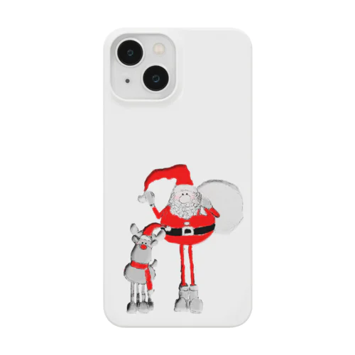 Santa＆Rudolph(モノトーン×赤) Smartphone Case