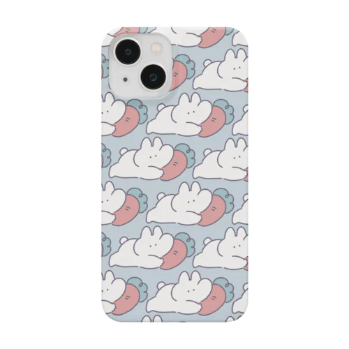 ごろごろするうさぎ　ふんわりブルー iPhone Smartphone Case