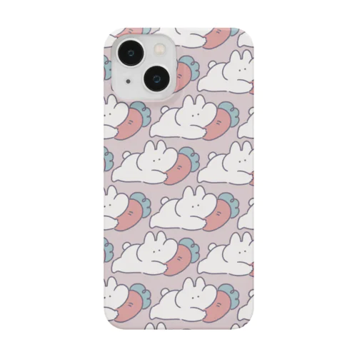 ごろごろするうさぎ　ふんわりピンク iPhone Smartphone Case