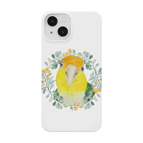 031 シロハラインコ オレンジ小花のリース Smartphone Case