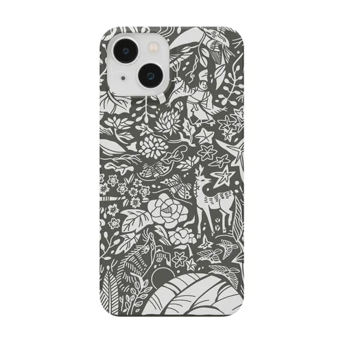 "ひととせ" 花札 Bandana   (Charcoal) Smartphone Case