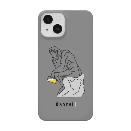 彫刻 × BEER（考える人）黒線画-グレー Smartphone Case