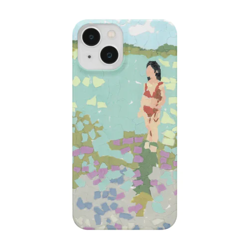 海と赤ビキニの女(ちぎり絵 Smartphone Case