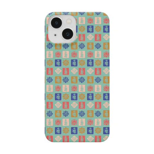 チベット文様（グリッド柄 / ミント） Smartphone Case