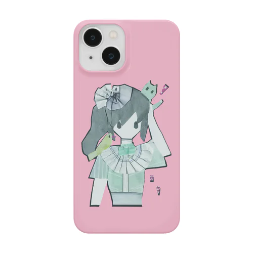 切り貼り絵 女の子 ピンク Smartphone Case