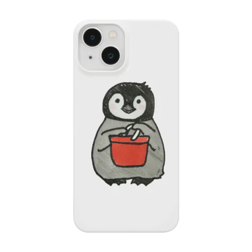 なぜか赤いバケツを持つペンギンのおこさま Smartphone Case