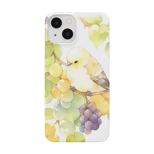黄色い小鳥と葡萄 스마트폰 케이스